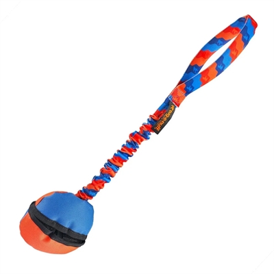 Tug-e-nuff Power Clam Bungee Dummy med godisdispenser Orange & Blå